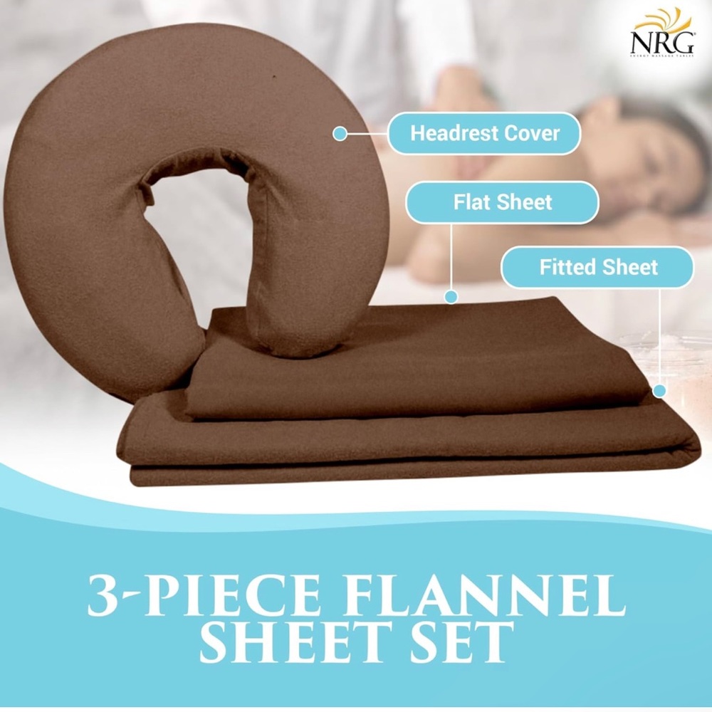 NRG Flannel Cotton Fitted Massage Sheets for Professional Use Brown Chocolate - Picture 3 of 5